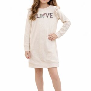 Girls' Sweatshirt Dress Size 8 Kind LOVE Sequin Butterfly Casual